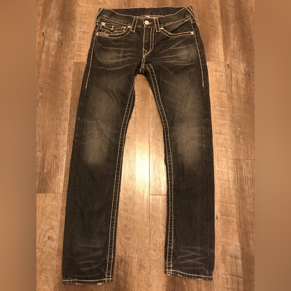 True religion jeans size 30 black with white stitching - Picture 3 of 10